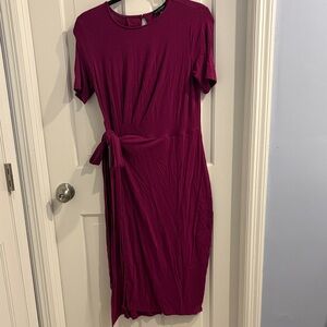 Universal Standard Berry Tie-Waist Midi Dress